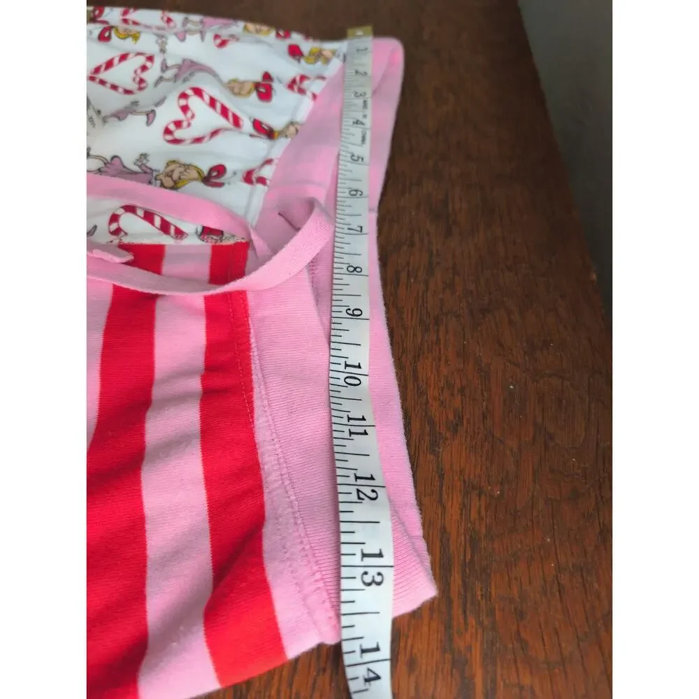 Hanna Anderson Dr Seuss Grinch Kids Pajamas M Oeko Tex Pink Red Stripe Cindy Lou